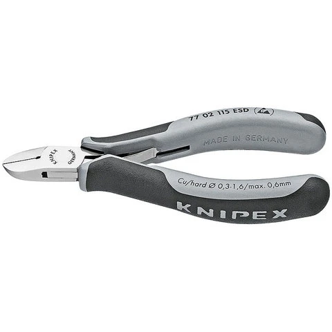 Knipex Electronics Diagonal Cutter, Multi-Component Grips, 4 1/2" (7702115ESD)
