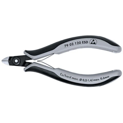 Knipex Precision Electronics Side Cutter ESD with Multi-Component Grips (7902120ESD)