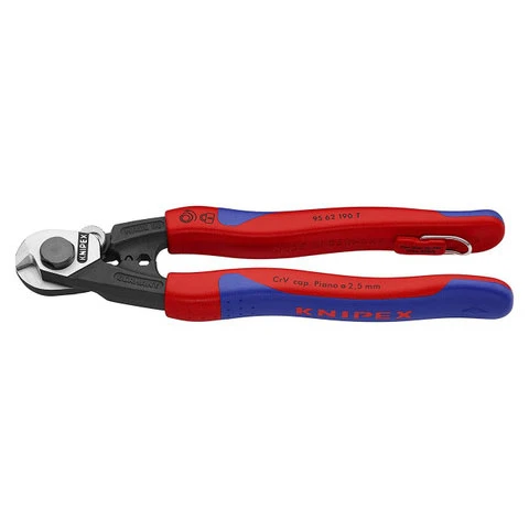 Knipex 7-1/2" Wire Rope Cutters with Tether Attachment (9562190TBKA)