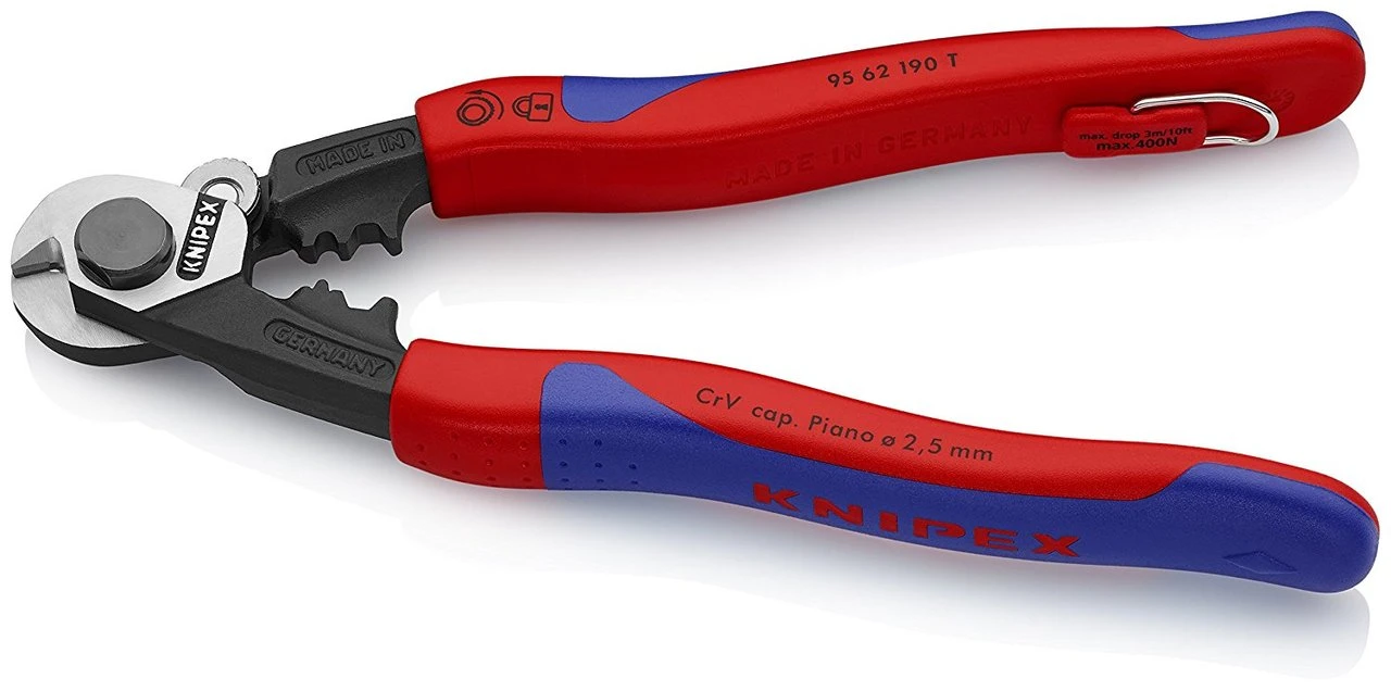 Knipex 7-1/2" Wire Rope Cutters with Tether Attachment (9562190TBKA) — product image 2