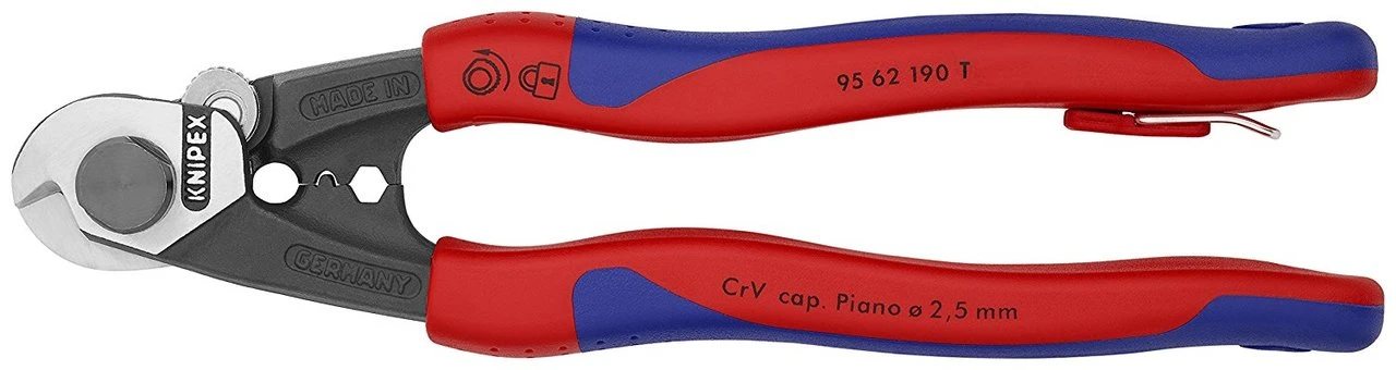 Knipex 7-1/2" Wire Rope Cutters with Tether Attachment (9562190TBKA) — product image 3