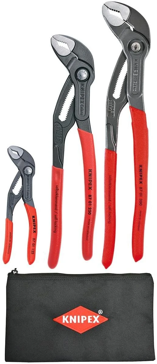 Knipex 3 Pc Cobra Pliers Set with Keeper Pouch (9K0080122US) — product image 2