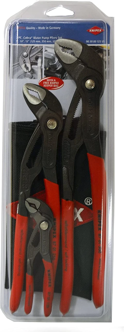Knipex 3 Pc Cobra Pliers Set with Keeper Pouch (9K0080122US) — product image 5