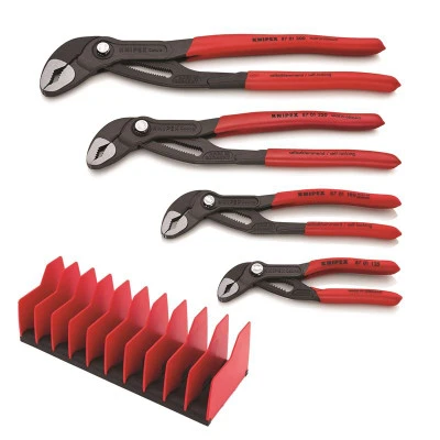 Knipex 4 Pc Cobra Pliers Set with Tool Holder Rack (9K0080138US)