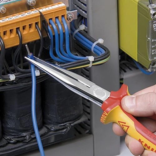 Knipex Long Nose Pliers with Cutter, 1000V Insulated Yellow (2618200SBA) — product image 2