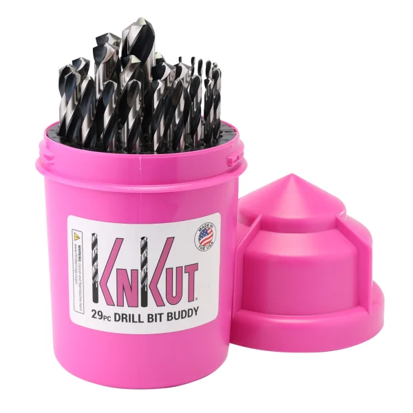 KnKut - Limited Edition - PINK 29 Piece Drill Buddy Jobber Length Drill Bit Set 1/16"-1/2" by 64ths (29KK5DB-PK)