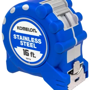 Komelon 16' X 1" Ss Rubber Gripper Tape Measure Double Sided Blade (SS116)