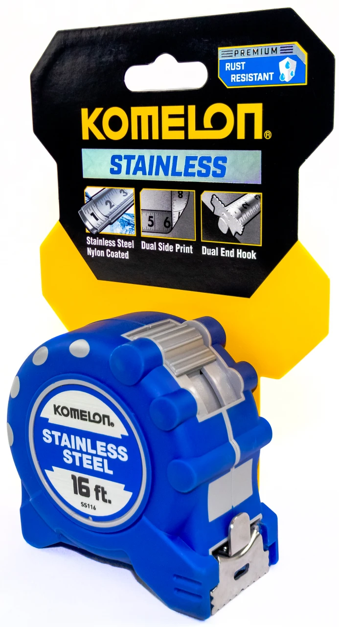 Komelon 16' X 1" Ss Rubber Gripper Tape Measure Double Sided Blade (SS116) — product image 3