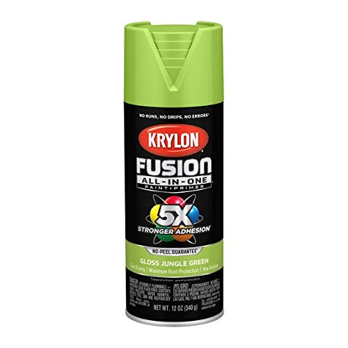 Krylon Fusion K02712007 All-In-1 Spray Paint for In/Outdoor, Gloss Jungle Green