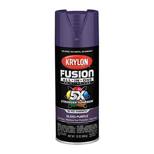 Krylon Fusion K02719007 All-In-1 Spray Paint for In/Outdoor, Gloss Purple 12 oz