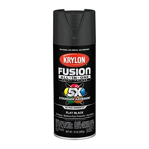 Krylon Fusion K02728007 All-In-1 Spray Paint for Indoor/Outdoor Use, Flat Black
