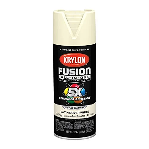Krylon Fusion K02737007 All-In-1 Spray Paint for In/Outdoor, Satin Dover White