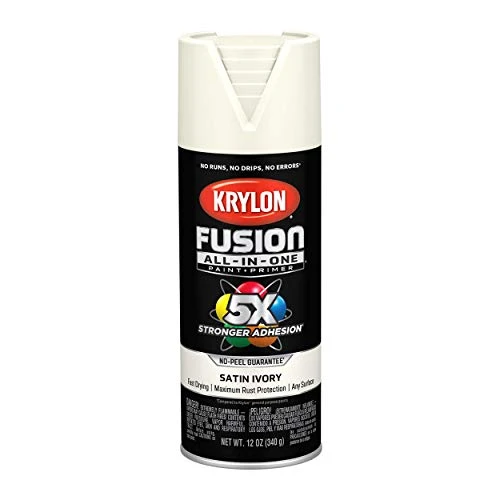 Krylon Fusion K02739007 All-In-1 Spray Paint for Indoor/Outdoor Use, Satin Ivory