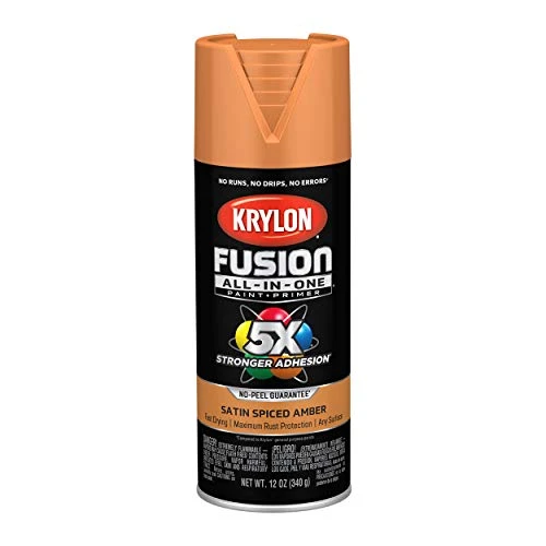 Krylon Fusion K02750007 All-In-1 Spray Paint for In/Outdoor Satin Spiced Orange