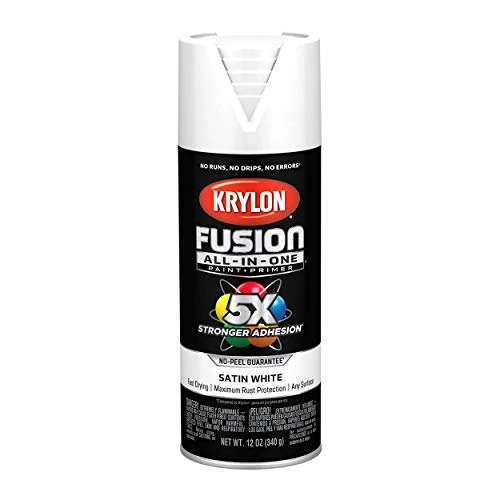 Krylon Fusion K02753007 All-In-1 Spray Paint for Indoor/Outdoor Use, Satin White