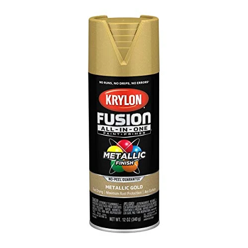 Krylon Fusion K02770007 All-In-1 Spray Paint for In/Outdoor Metallic Gold 12 Oz