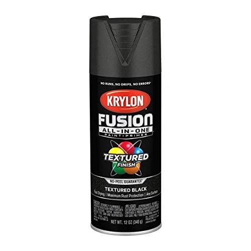 Krylon Fusion K02776007 All-In-1 Spray Paint for In/Outdoor, Textured Black 12oz