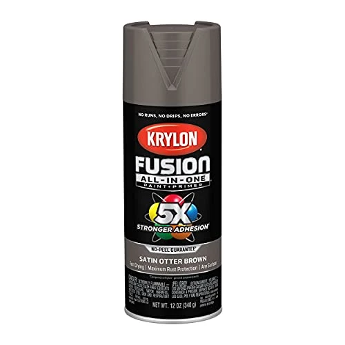 Krylon Fusion K02795007 All-In-1 Spray Paint for In/Outdoor, Satin Otter Brown