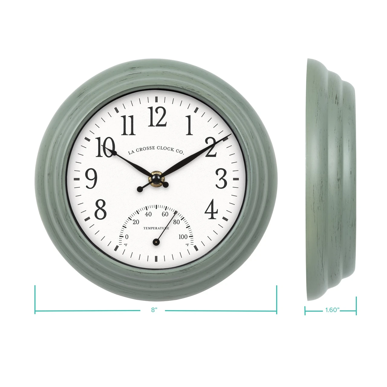 La Crosse Technology Outdoor Wall Clock w/ Thermometer - 8" (433-3020) — product image 5