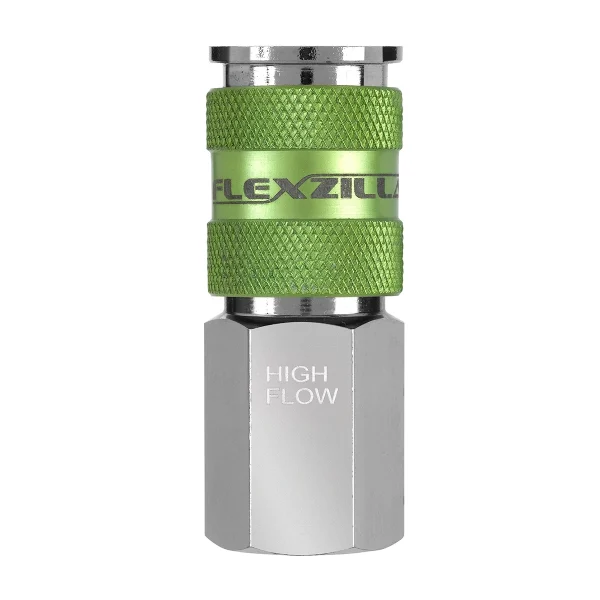 Flexzilla Pro High Flow Coupler 1/4 FNPT 1/4 Body ZillaGreen Nickel (A53416FZ)