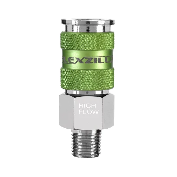 Flexzilla Pro High Flow Coupler 1/4" MNPT 1/4" Body ZillaGreen (A53426FZ)