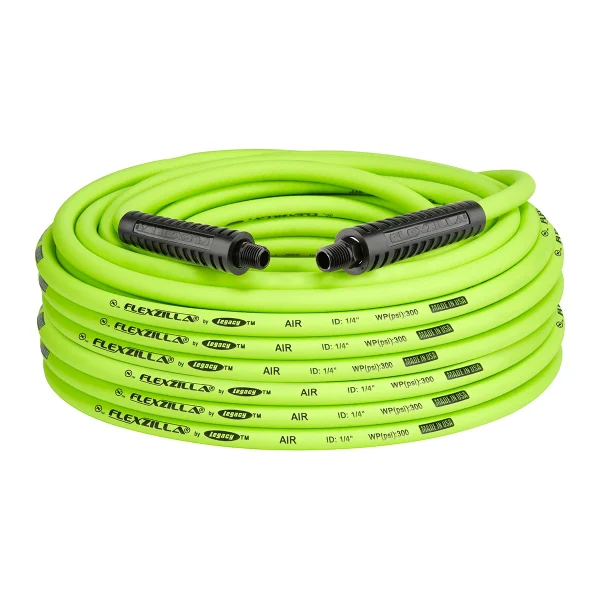Flexzilla Legacy 1/4" x 100' Air Hose, 1/4" MNPT Fittings (HFZ14100YW2)