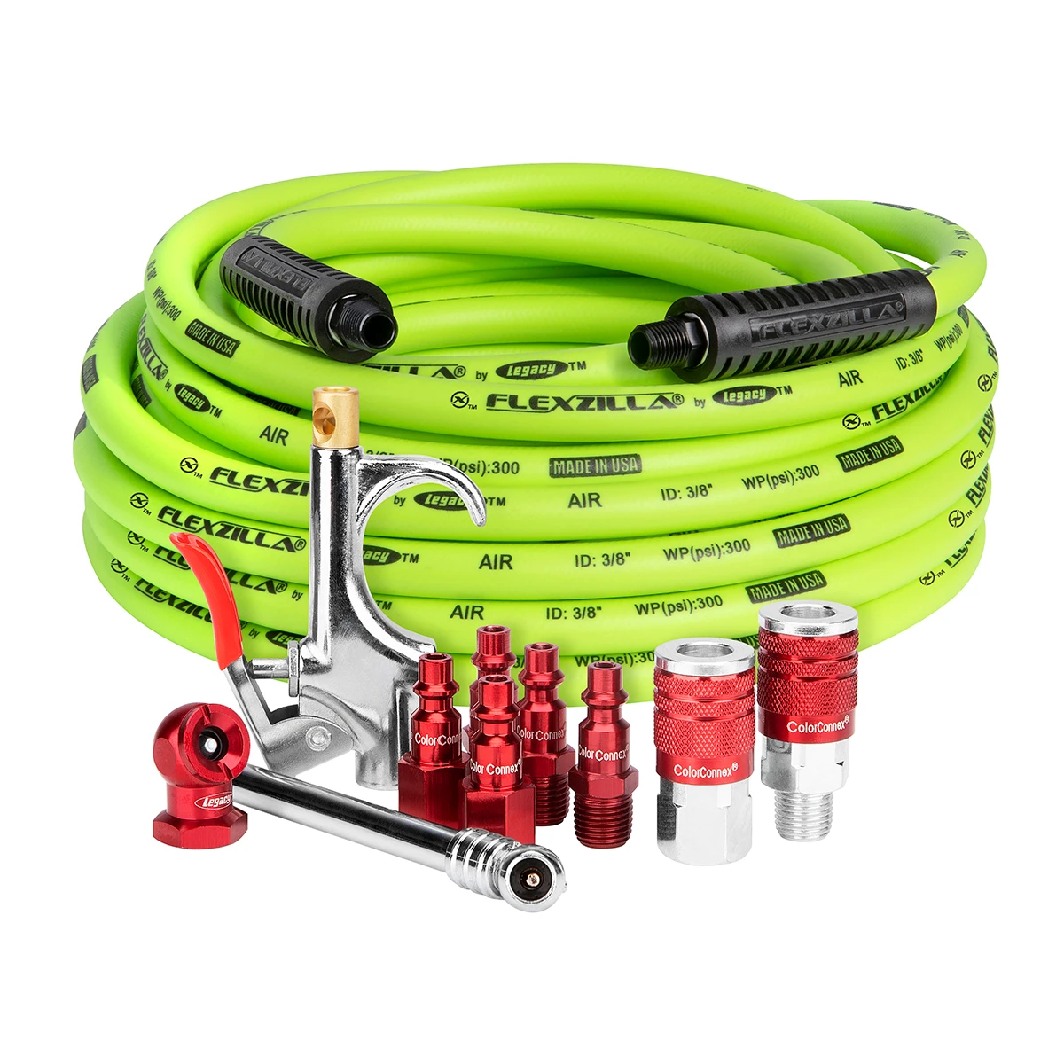 Legacy HFZCLB11D-3X 3/8" x 50' Air Compressor Hose 11 pc Coupler Plug Blow Gun — product image 2