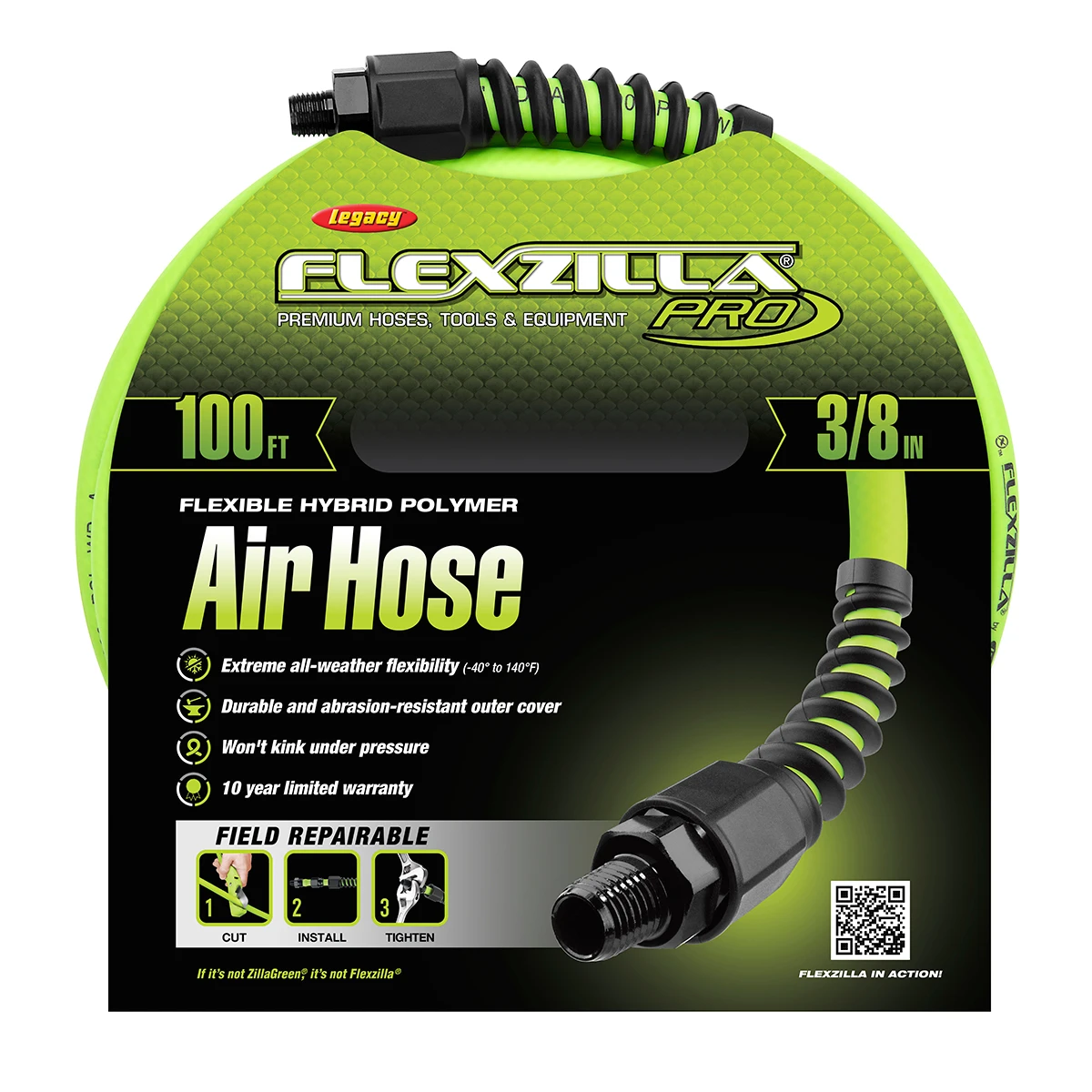 Flexzilla® Pro 3/8" Air Hose 100 ft. (HFZP38100YW2) — product image 3