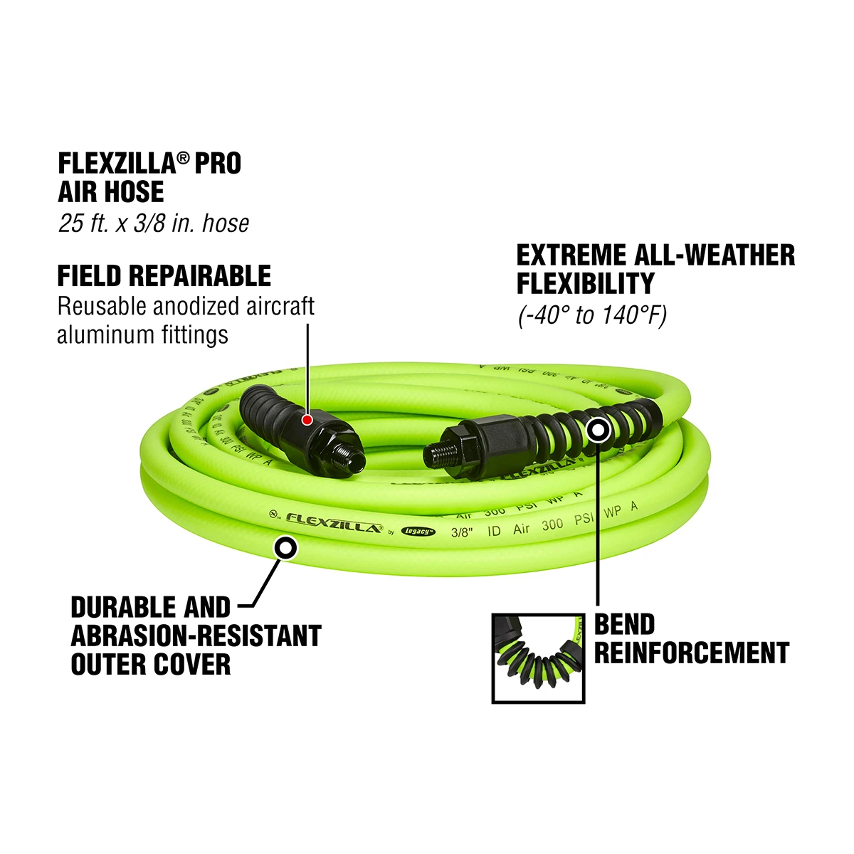 Flexzilla Pro 3/8" Hose, 25 ft. (HFZP3825YW2) — product image 8