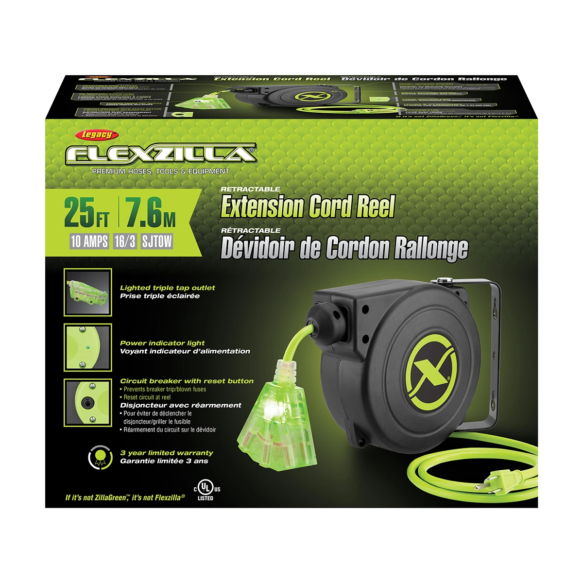Flexzilla Retractable Extension Cord Reel 25 ft. (FZ8160253) — product image 3