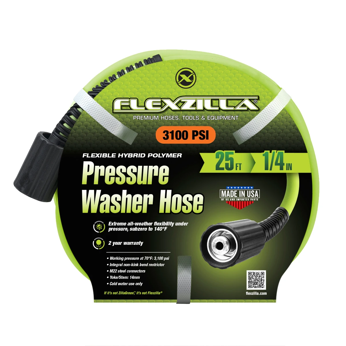 Flexzilla 1/4" x 25' Pressure Washer Hose (HFZPW3425M) — product image 3