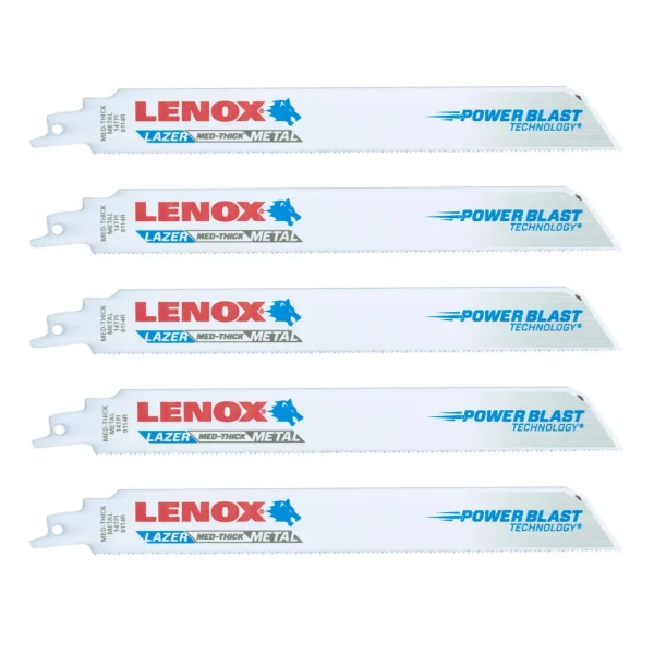 Lenox 201789114R LAZER Metal Cutting Reciprocating Saw Blade, Bi-Metal, 9", 5/PK