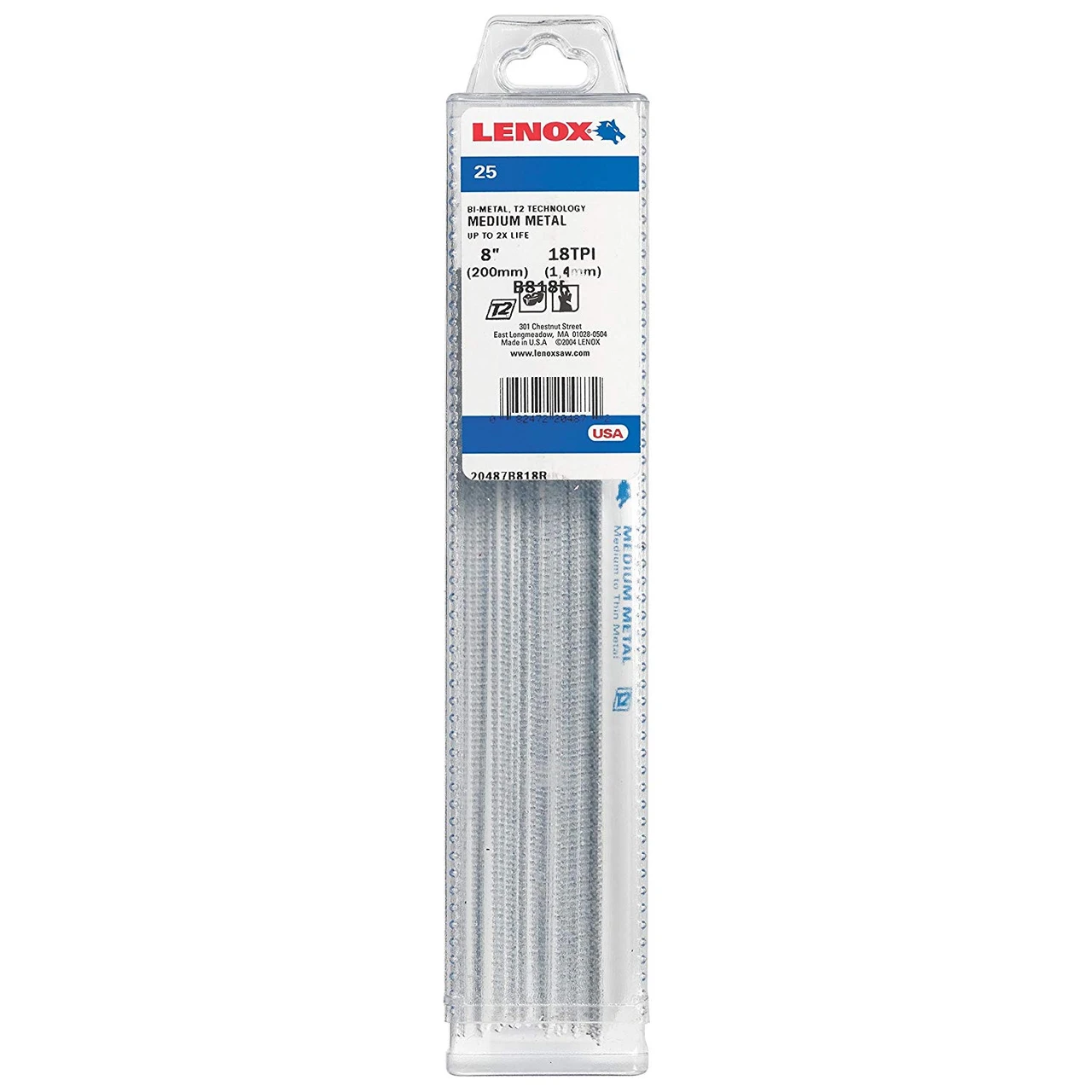 Lenox 20487B818R 8" (203mm) 18 Tpi T2 Bi-metal Reciprocating Saw Blade, 25 Pack