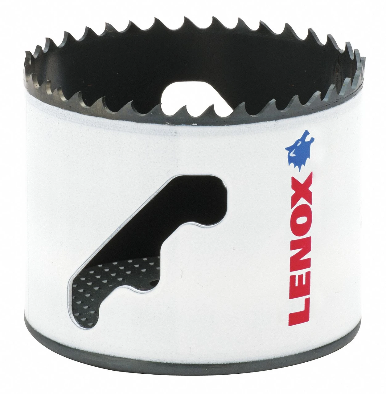 Lenox white hole-saw cup with black inner wall and stepped side opening