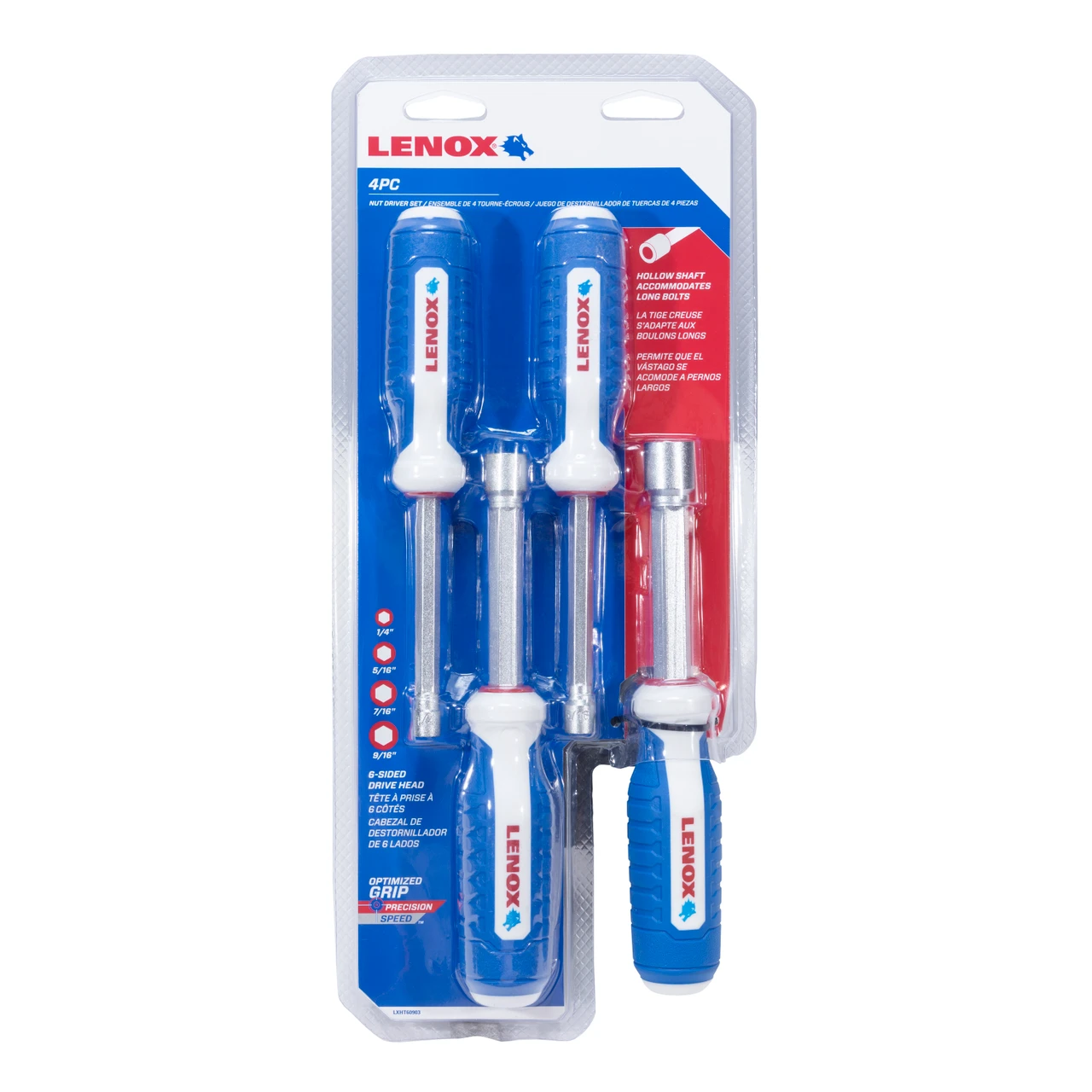 Lenox LXHT60903 4-Piece Bi-Material Handle Hex Screwdriver Set