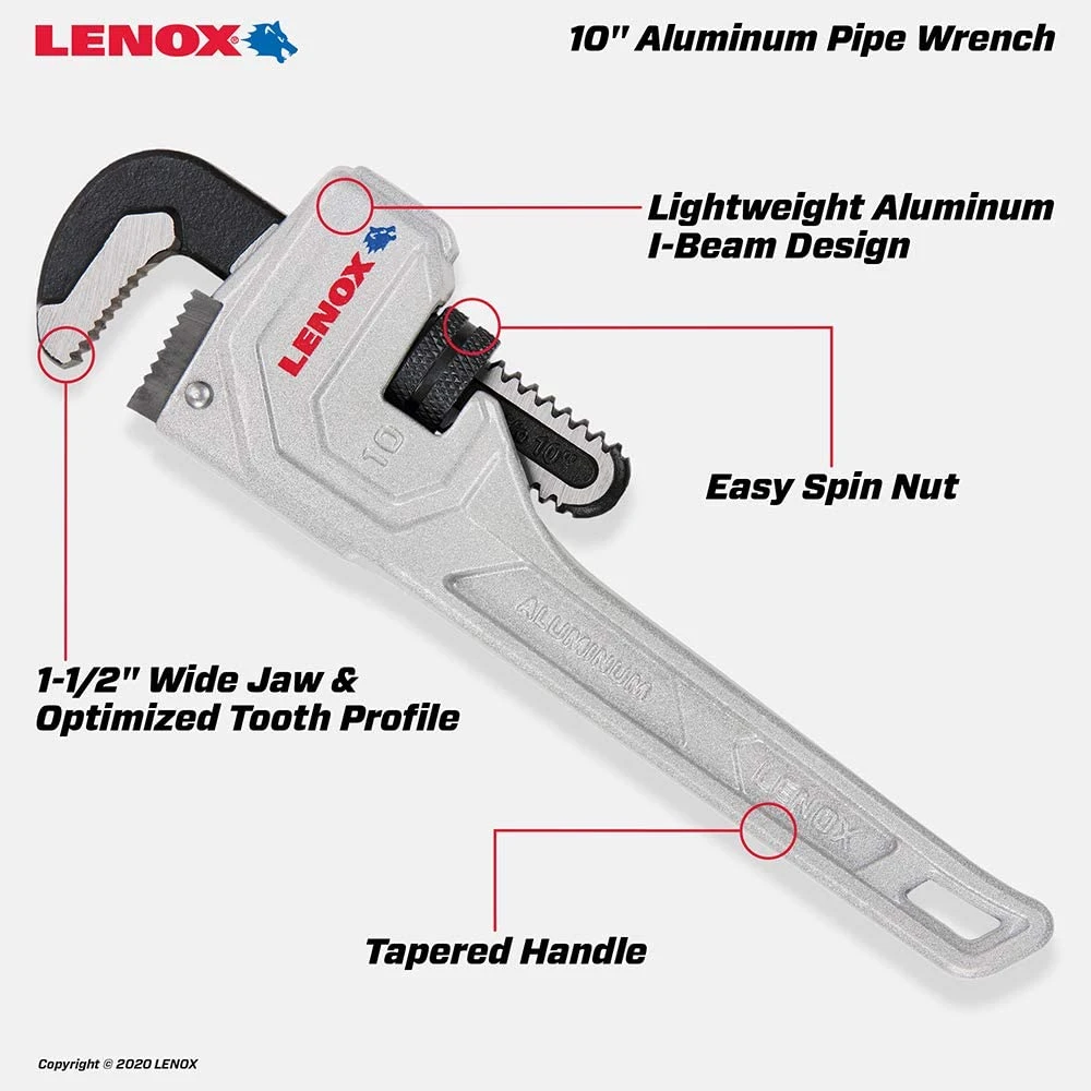 Lenox LXHT90610 10 in. Aluminum Pipe Wrench — product image 2