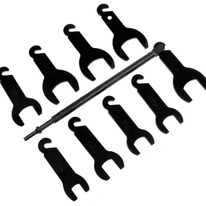 Lisle 43350 fan clutch driving wrenches arranged around a pneumatic driver