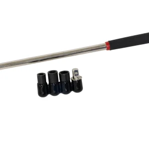 Lisle 64180 hinged actuator wrench with three sockets and adapter