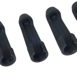 Five dark line sockets with side-access openings arranged by size