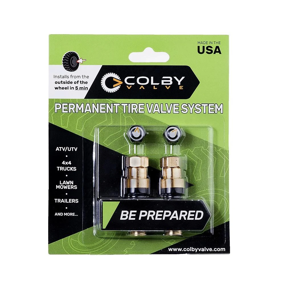 LockNLube Colby Valve Permanent Tire Valve System (2 Green) (CV-PT2)