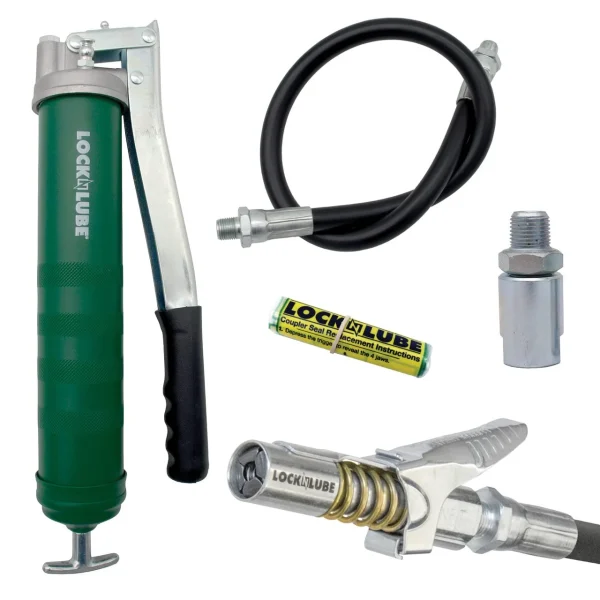 LockNLube Heavy Duty Lever Grease Gun Kit (Green) (LNL151)