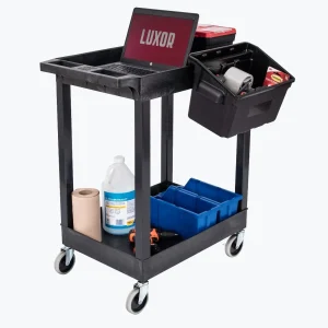 Luxor SEC11-B-OUTRIG 24" x 18" Plastic Utility Tub Cart - Two Shelves