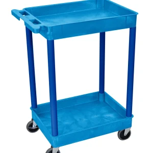 Luxor Workspaces 2 Level Serving Cart, 37.5" H X 24" W X 18" D, Blue (BUSTC11BU)