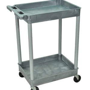 Luxor Workspaces 2 Shelf Rolling Utility Tub Cart, Gray (STC11-G)