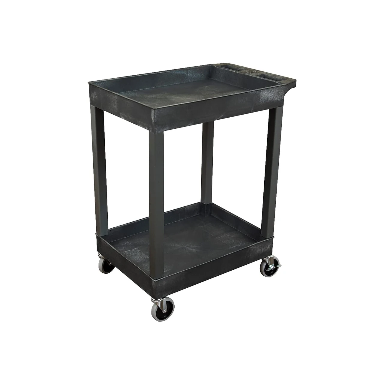 Luxor Workspaces 24"X 18" Plastic Utility Tub Cart- 2 Shelf, Black (SEC11-B)