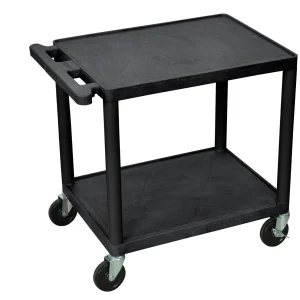Luxor Workspaces 26" H Black 2 Shelf A/V Multipurpose Utility Cart (LP26E-B)