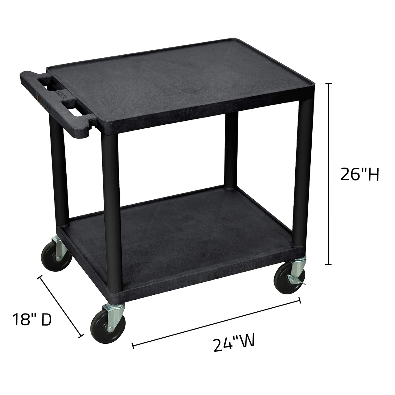 Luxor Workspaces 26" H Black 2 Shelf A/V Multipurpose Utility Cart (LP26E-B) — product image 3