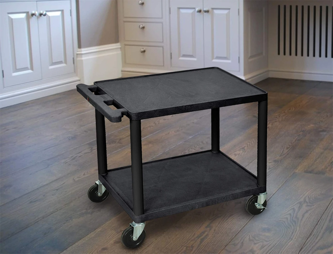 Luxor Workspaces 26" H Black 2 Shelf A/V Multipurpose Utility Cart (LP26E-B) — product image 4