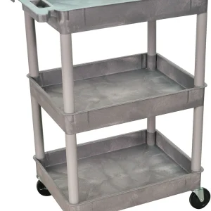 Luxor Workspaces 3 Shelf Rolling Utility Tub Cart, Gray (STC111-G)