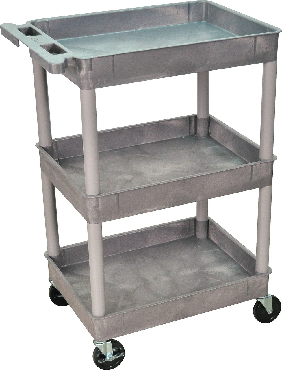 Luxor Workspaces 3 Shelf Rolling Utility Tub Cart, Gray (STC111-G)